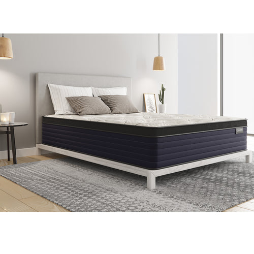 Queen Euro-Top Hybrid Mattress with Copper Cooling Memory Foam and Coils, 14" Medium, USA Made