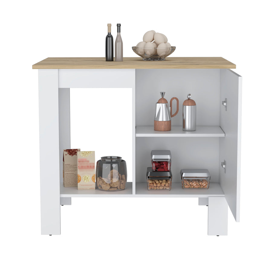 Atenea 41" White Kitchen Island with Cabinet & Shelf — alternate view 9