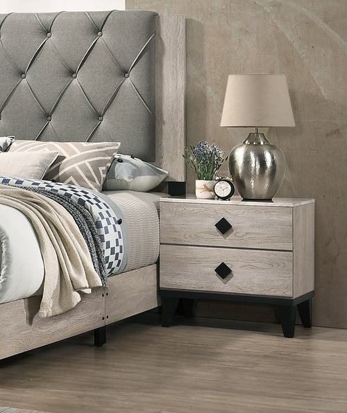 2-Drawer Nightstand with Unique Legs, 23" Contemporary Bedside Table, Cream