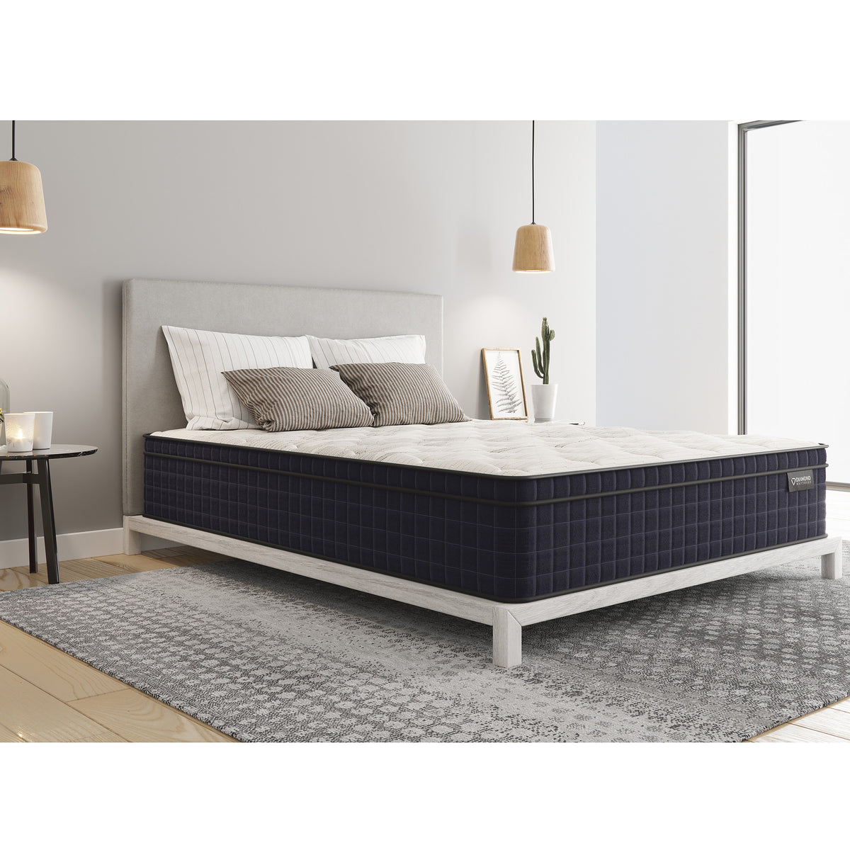 12.5-Inch Twin Diamond Nina Hybrid Mattress – Copper Cooling, Supportive, Motion Isolation, Euro Top, Medium Feel, GREENGUARD Gold Certified, Made in USA