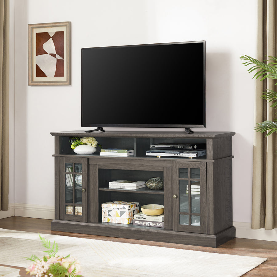 Classic TV Stand for TVs Up to 65", Dark Walnut and Black, view 3