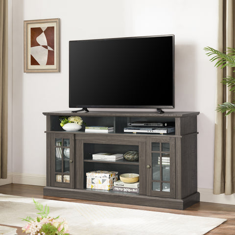 Classic TV Stand for TVs Up to 65", Dark Walnut and Black, view 3