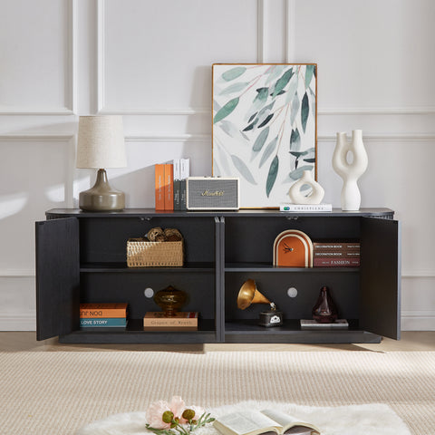 Wave Pattern Sideboard and TV Stand, Black, view 2