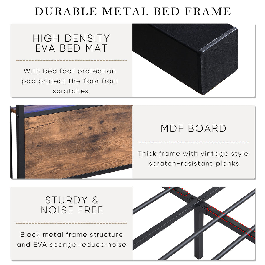 Full Black & Brown LED Storage Platform Bed - product image 6