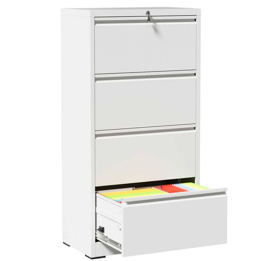 4-Drawer Lateral File Cabinet with Lock, White, view 20