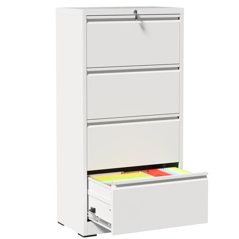 4-Drawer Lateral File Cabinet with Lock, White, view 20
