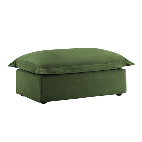 Upholstered Ottoman Footstool with Removable Cover, 37" Chenille, Green