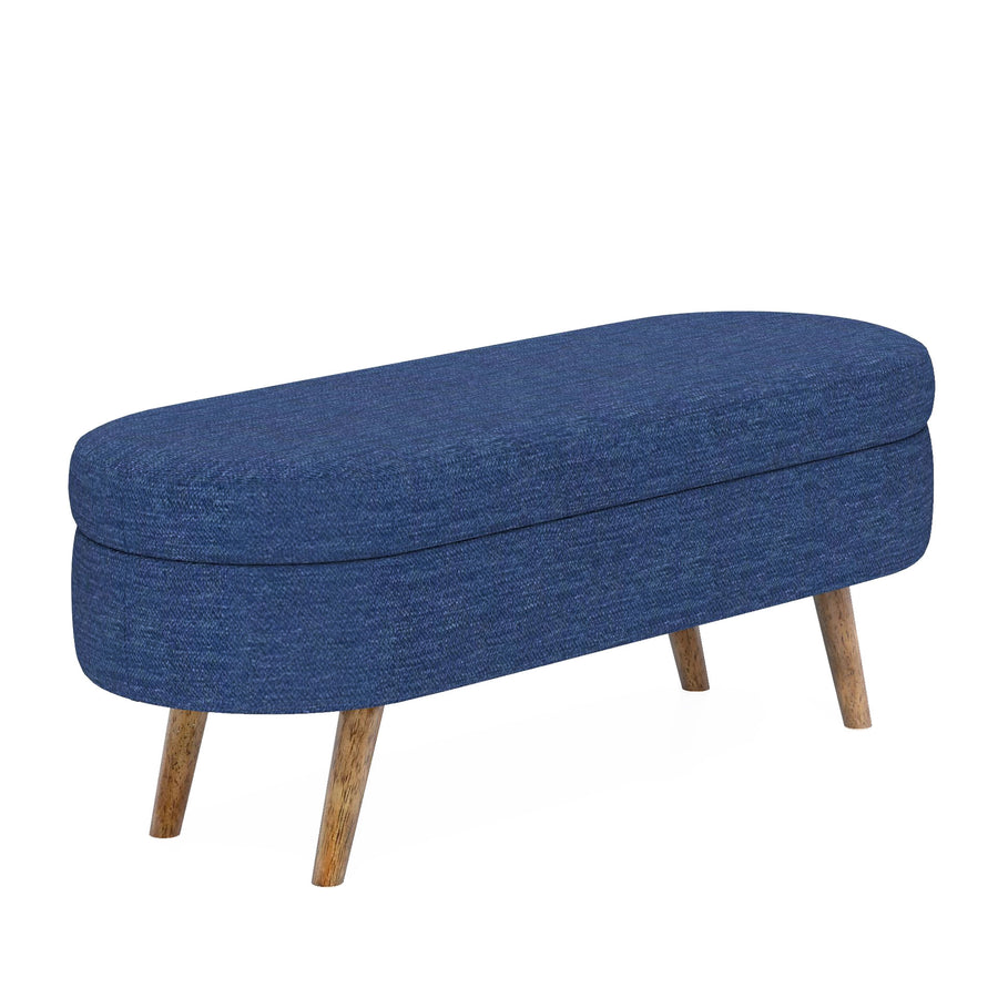 25' Green Eucalyptus Wood Round Storage Ottoman - Removable Top