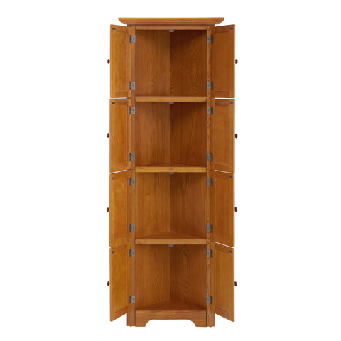 72" Corner Pantry Cabinet with 8 Doors and 4 Shelves, Oak, view 9