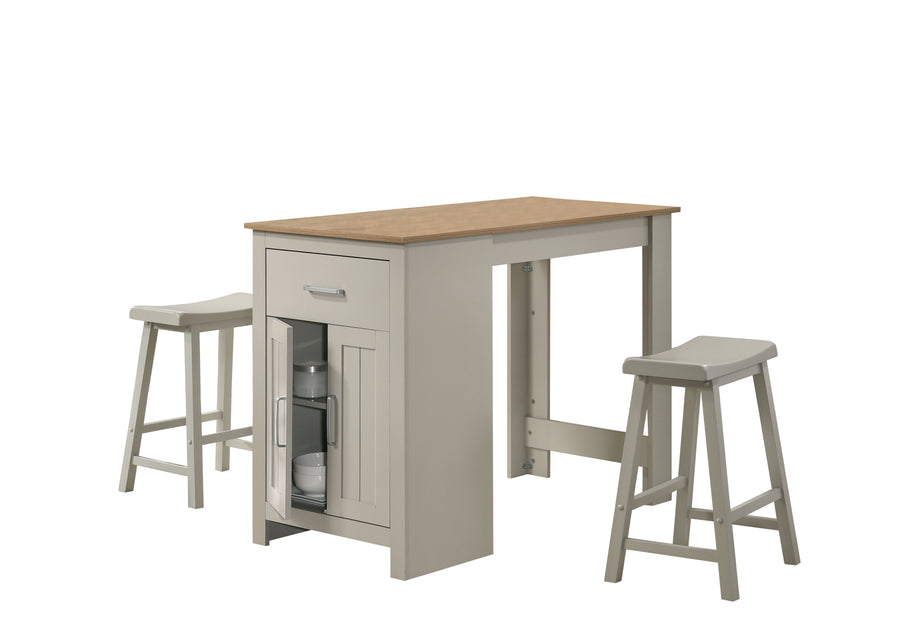 47" Light Gray Counter-Height Dining Set with 2 Stools - product image 1