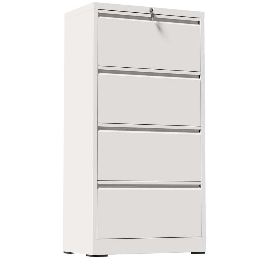 4-Drawer Lateral File Cabinet with Lock, White, view 18