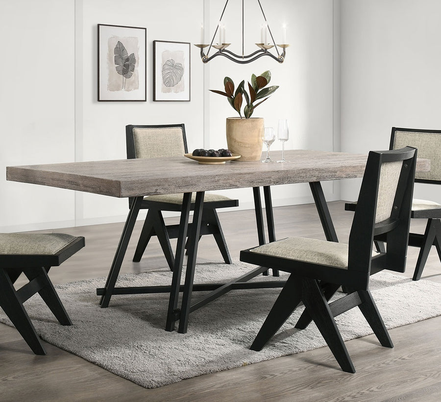 Black Dining Table - Metal Trestle Base 1pc