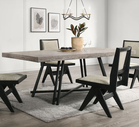 Black Dining Table - Metal Trestle Base 1pc