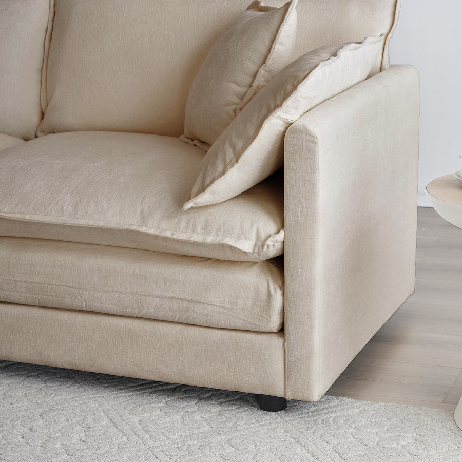 3-Piece Beige Chenille Sofa & Accent Chair Set - product image 3
