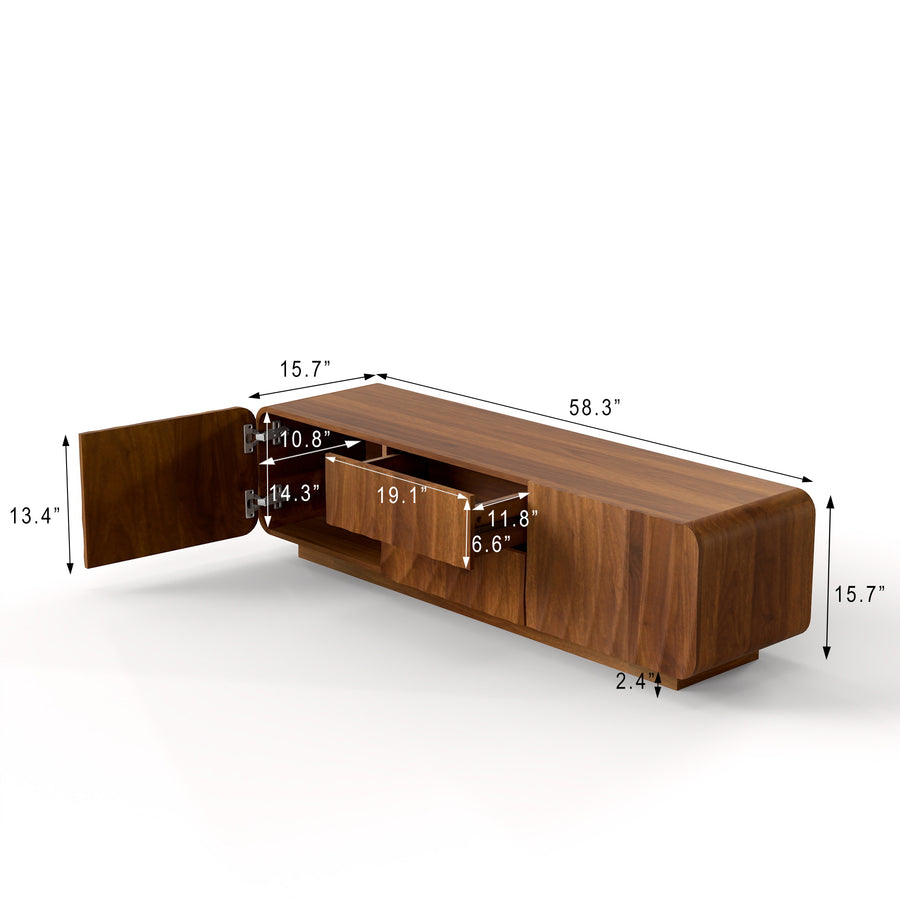 Spiral Wave TV Stand for TVs Up to 65", Walnut, view 10
