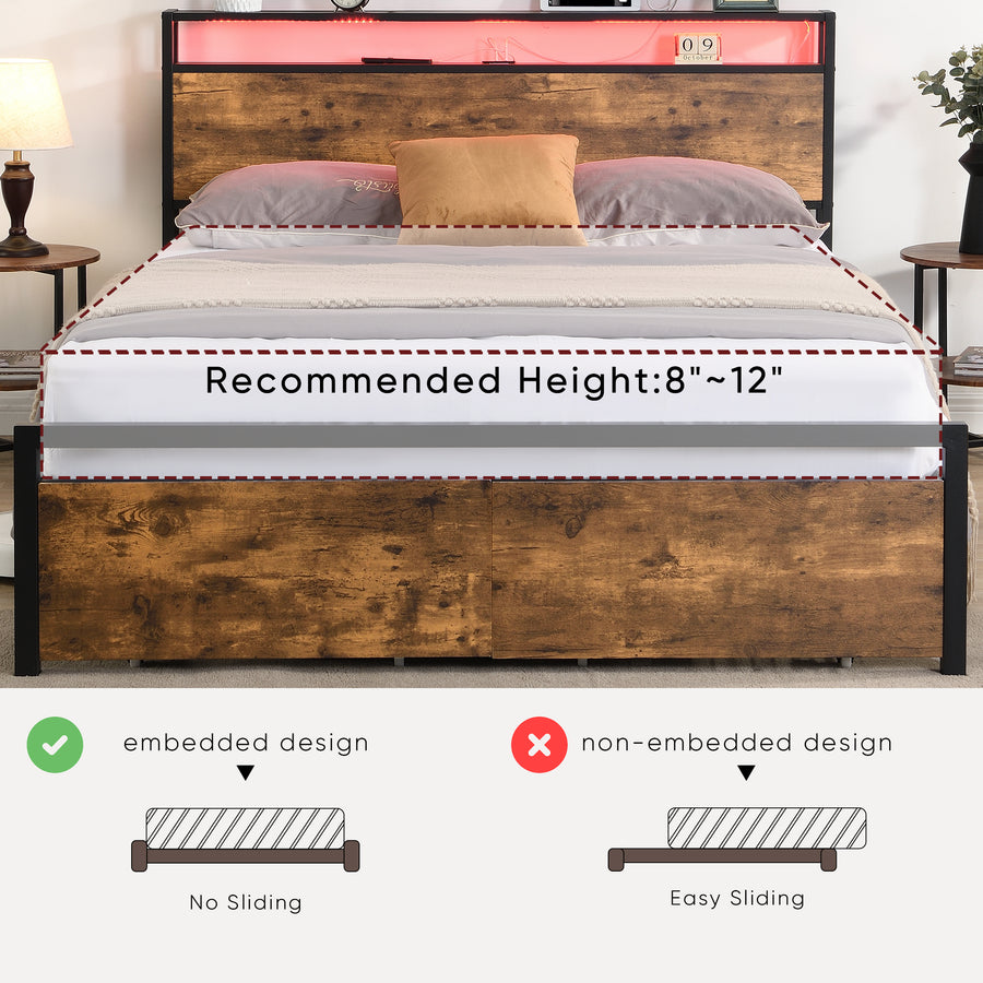 Full Black & Brown LED Storage Platform Bed - product image 9