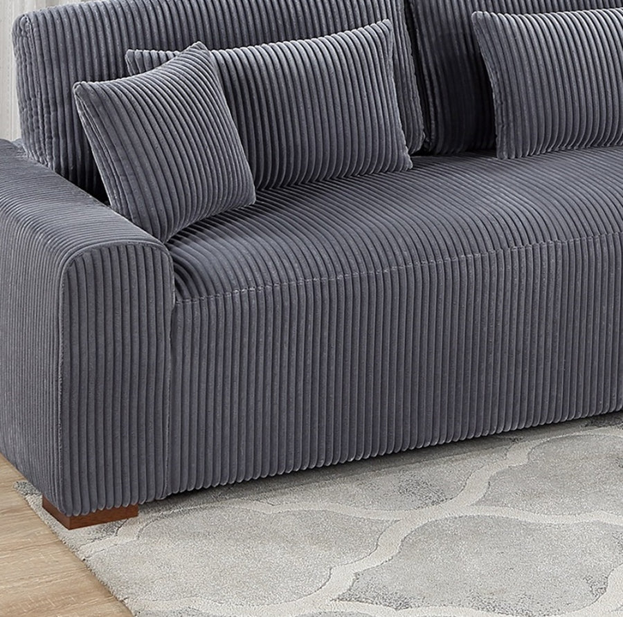 113" Dark Gray Corduroy Sectional Sofa with Chaise — alternate view 5