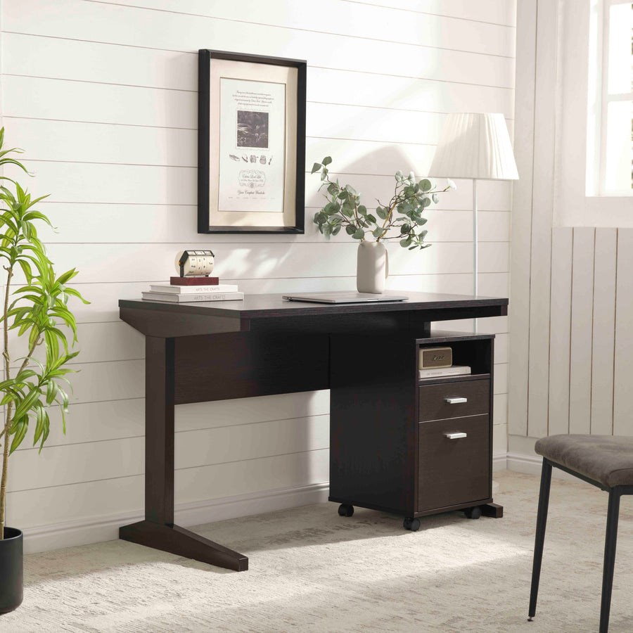 47" Espresso Desk with Mobile Locking File Cabinet - product image 8