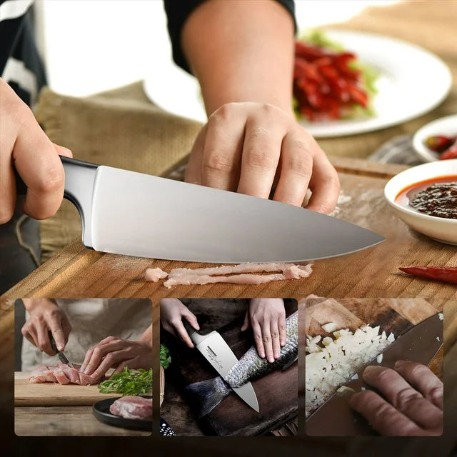 SKY LIGHT 廚師刀 - 8 英寸專業菜刀德國高碳不銹鋼廚師刀帶人體工學手柄和禮品盒