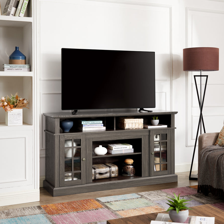 Classic TV Stand for TVs Up to 65", Dark Walnut and Black, view 6