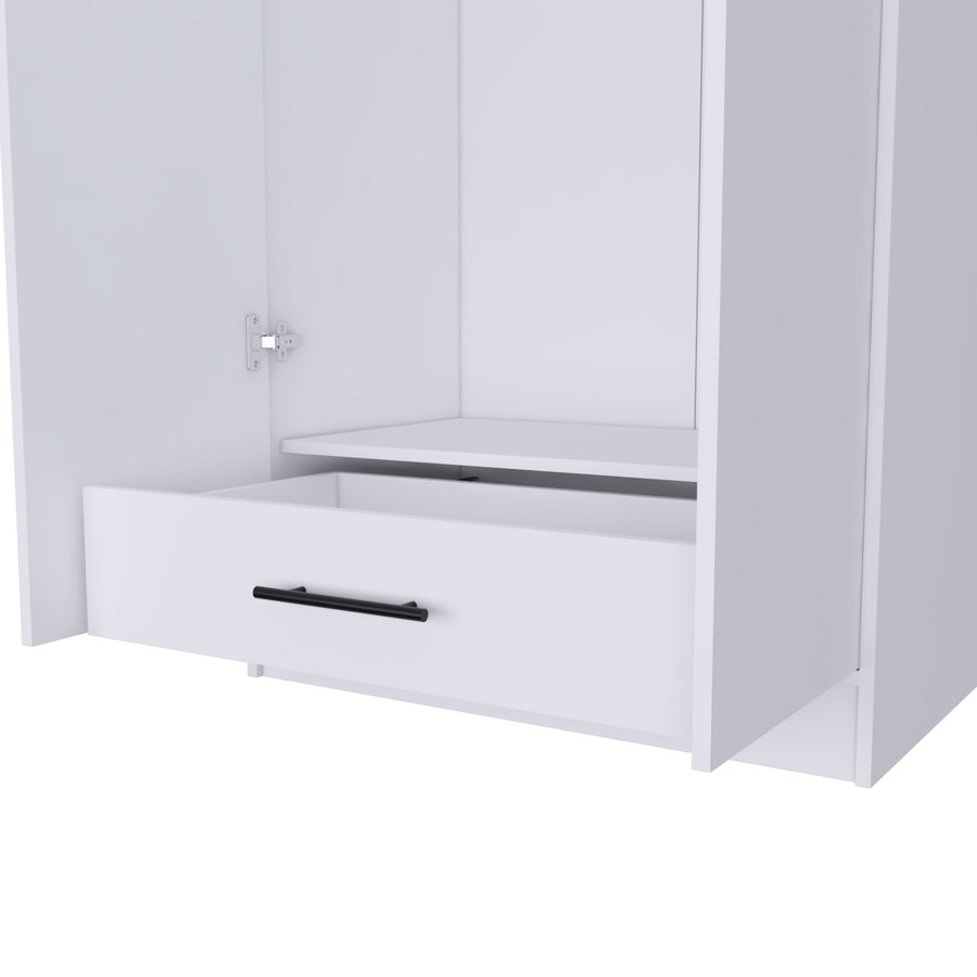 Ambery 71-inch white two-door armoire with drawer and hanging rod - view 11