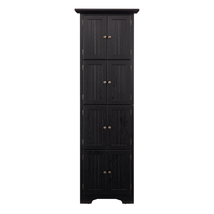 72" Corner Pantry Cabinet with 8 Doors and 4 Shelves, Black, view 18