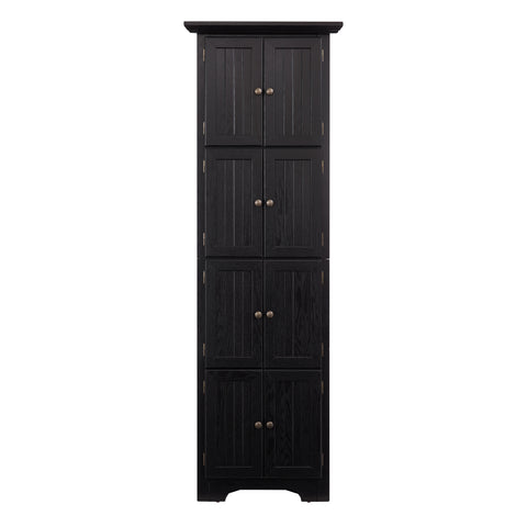 72" Corner Pantry Cabinet with 8 Doors and 4 Shelves, Black, view 18