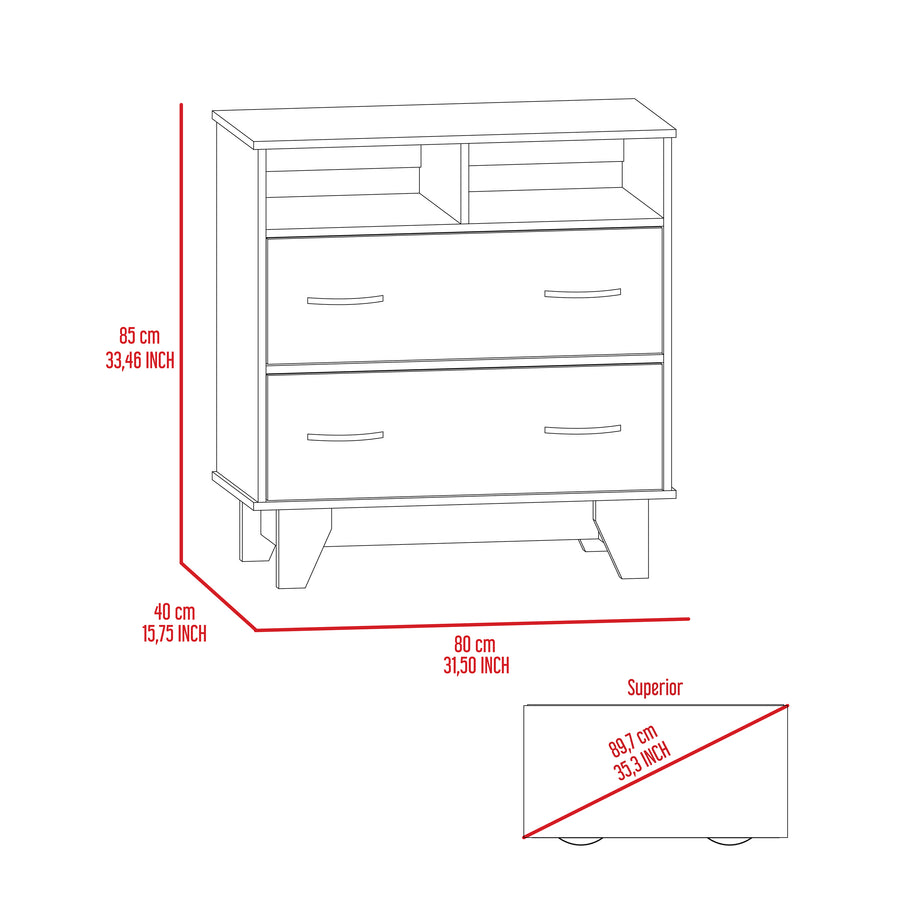 Portanova Black 2-Drawer Dresser with Open Shelves — alternate view 4