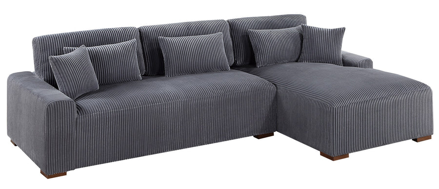 113" Dark Gray Corduroy Sectional Sofa with Chaise — alternate view 8