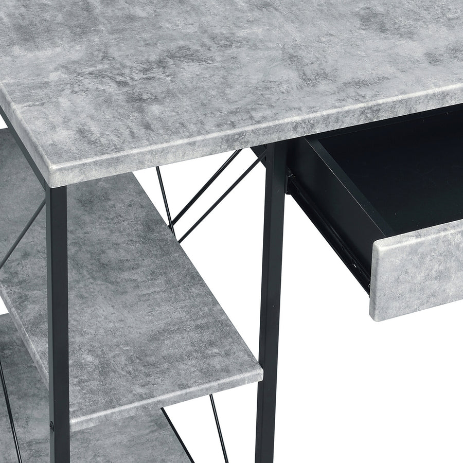 48" Gray & Black Studio Desk with Hutch and Shelves — alternate view 7