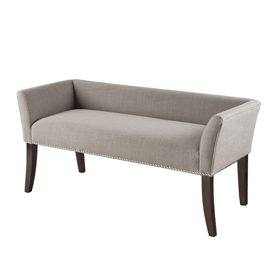Modern Grey Upholstered Wood Bench – Solid Wood Base, 49.5” Long for Entryway, Bedroom, or Living Room