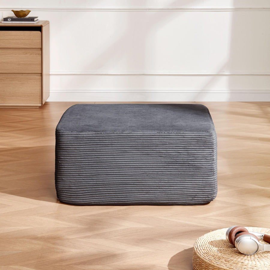 Grey Corduroy Storage Ottoman