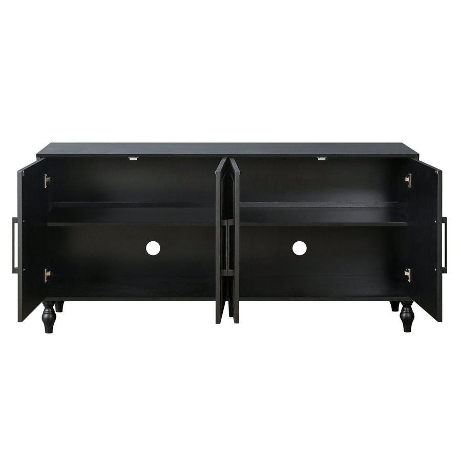 Carved Door Sideboard Buffet Cabinet, Black, view 10