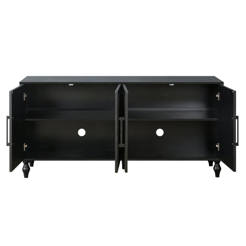 Carved Door Sideboard Buffet Cabinet, Black, view 10