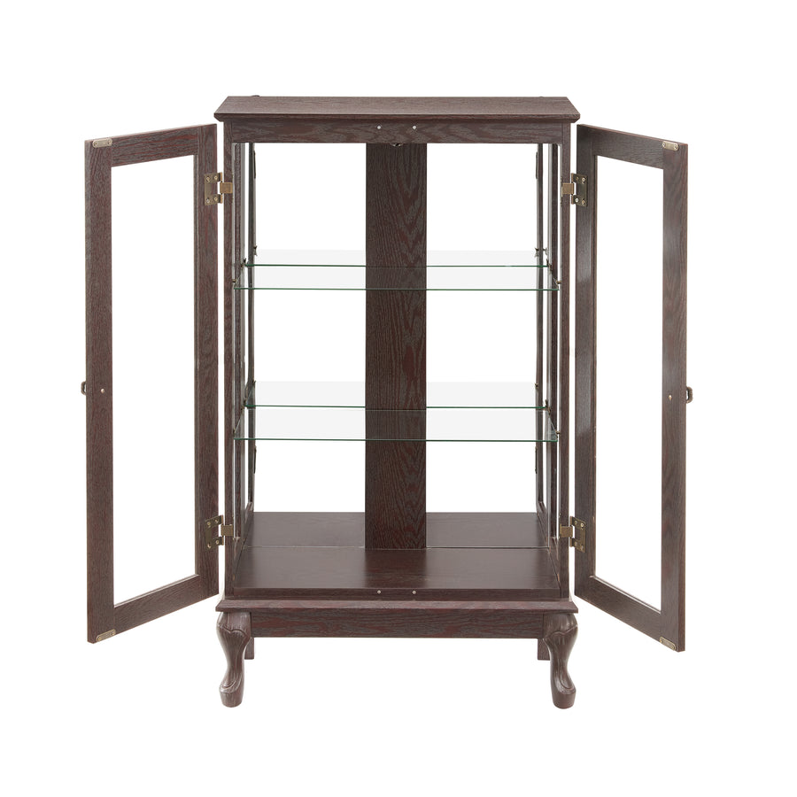 Lighted Curio Cabinet with Tempered Glass Doors and Mirrored Back, Cherry, view 18