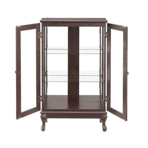 Lighted Curio Cabinet with Tempered Glass Doors and Mirrored Back, Cherry, view 18