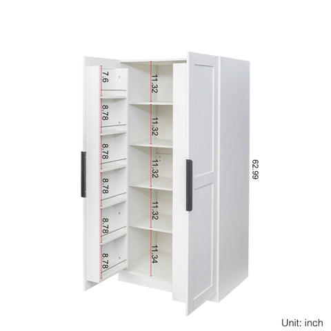 63" Kitchen Pantry Cabinet with Doors and Shelves, White, view 5