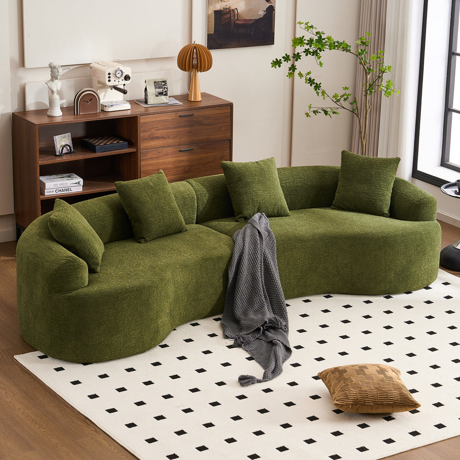 110-inch forest green chenille U-shaped sectional sofa - view 2