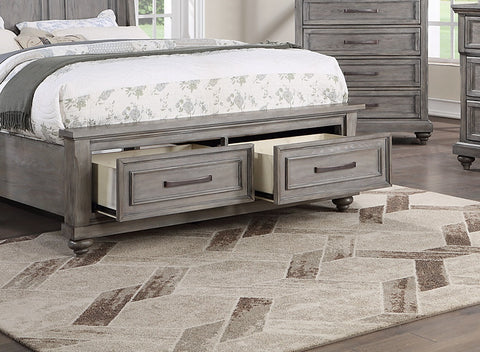 Vintage Queen Sleigh Bed with Under-Bed Storage Drawers, Antique Gray, view 6
