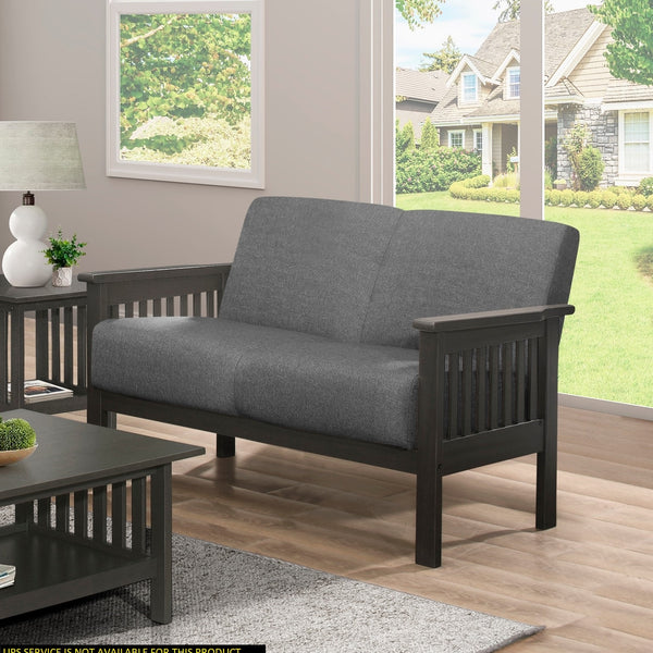 Classic Living Room 1pc Loveseat Gray Cushion Seat and Back Solid Rubberwood Furniture Transitional Style