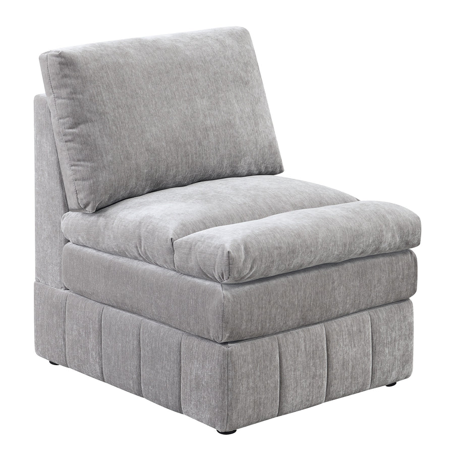Gray Suede Modular Armless Sectional Chair