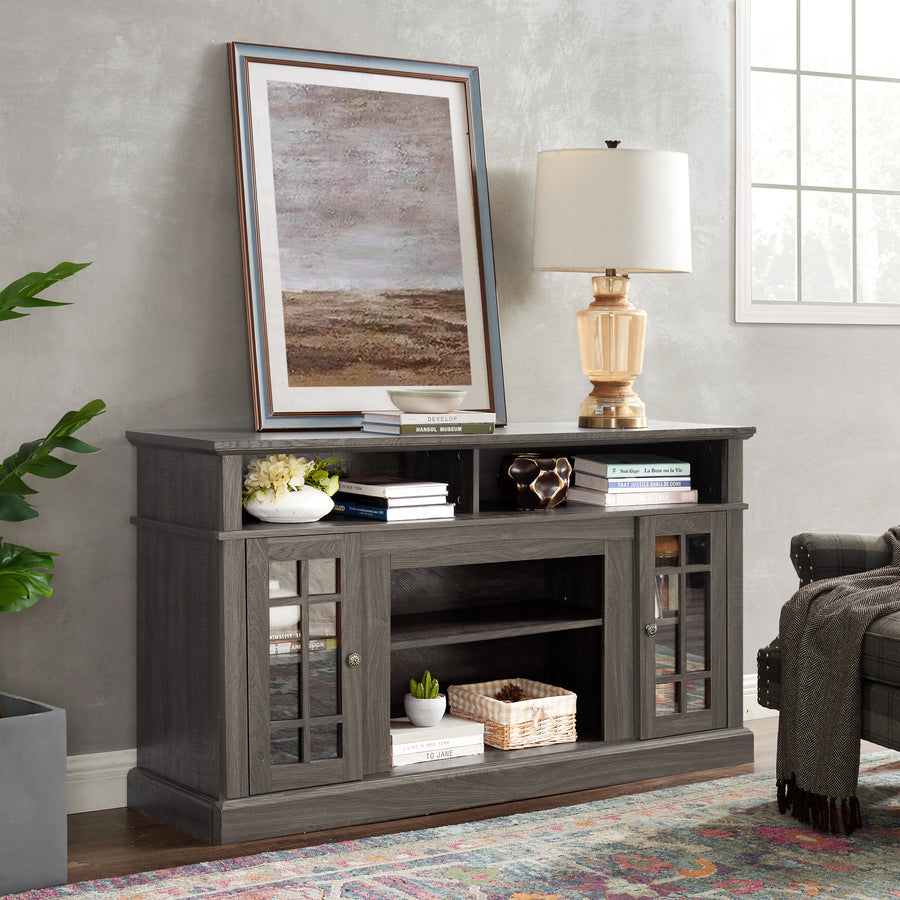 Classic TV Stand for TVs Up to 65", Dark Walnut and Black, view 5