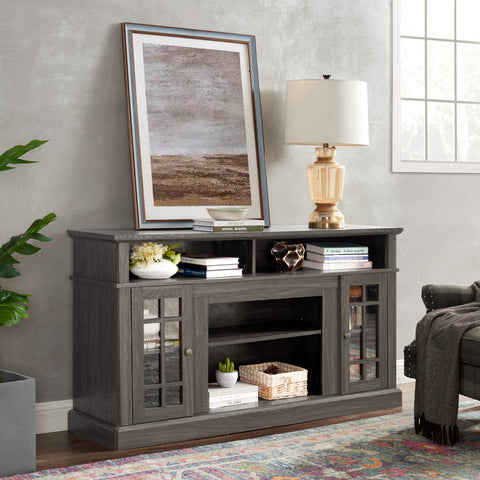 Classic TV Stand for TVs Up to 65", Dark Walnut and Black, view 5