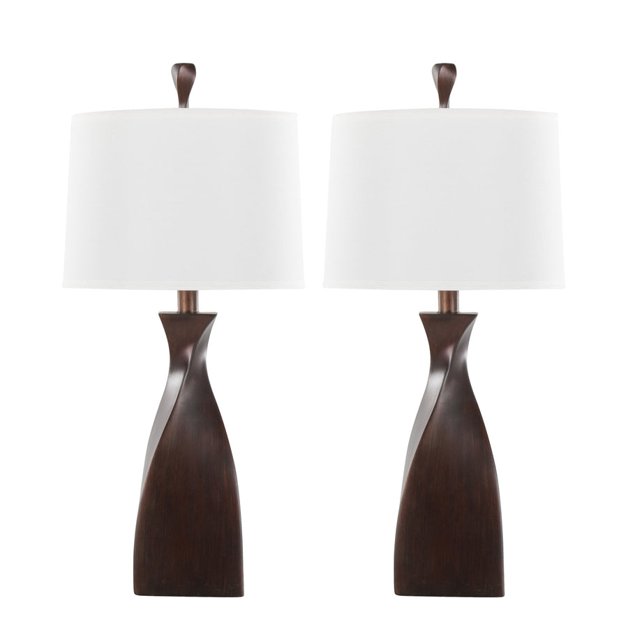 2PC Curvo Contemporary Copper Bronze Polyresin Table Lamp