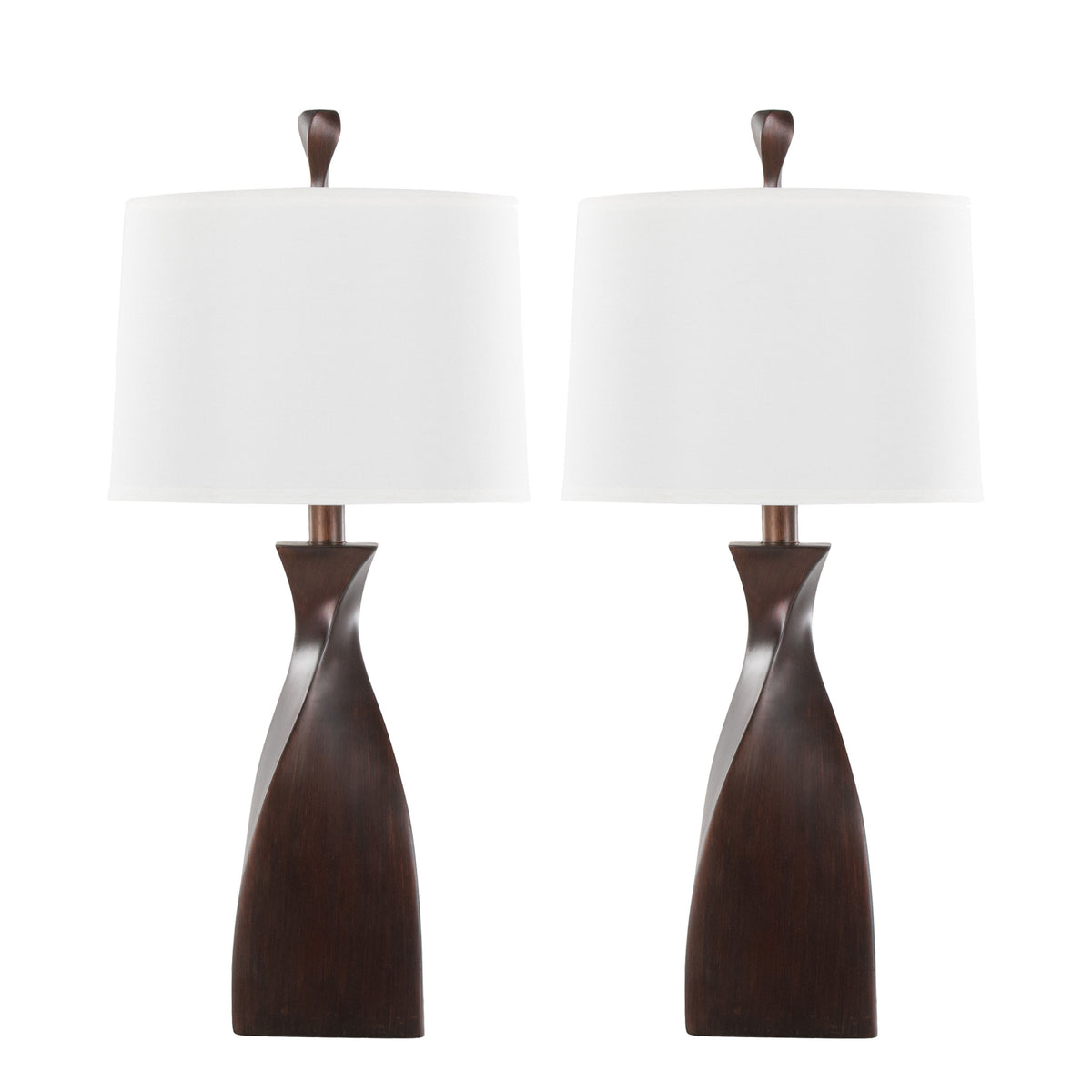 2PC Curvo Contemporary Copper Bronze Polyresin Table Lamp