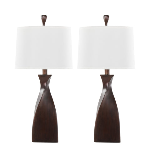 2PC Curvo Contemporary Copper Bronze Polyresin Table Lamp