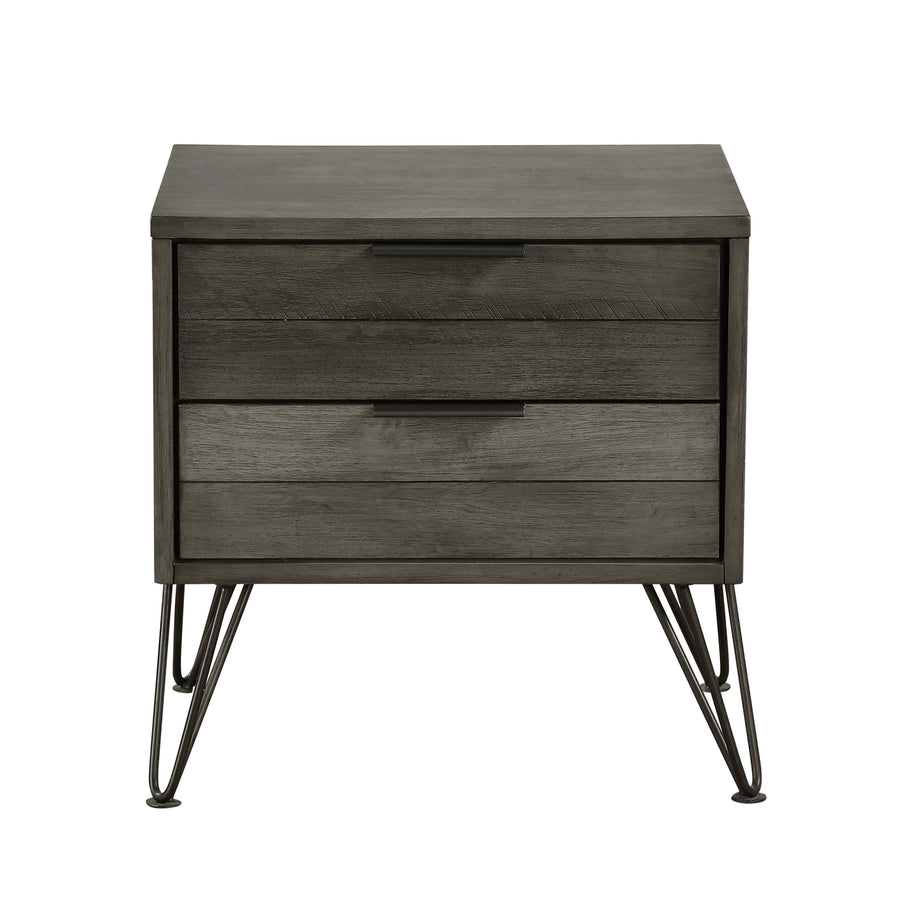 Gray Acacia Veneer Nightstand with Metal Legs — alternate view 2