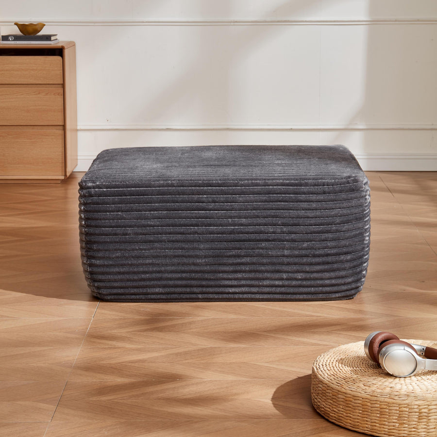 Grey Plush Storage Ottoman