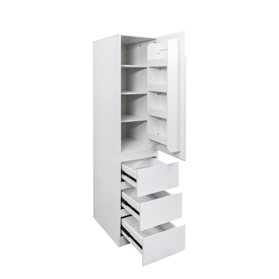 71" Tall Kitchen Pantry Cabinet with Doors, White, view 3