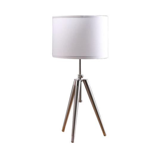 Adjustable Tripod Table Lamp with Drum Shade, 29.25" to 34.25" Mid-Century Chrome
